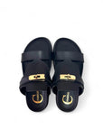 Ciabatta con fasce elaborate in pelle e dettaglio oro - Irma SS25