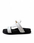 Ciabatta con fasce elaborate in pelle e dettaglio oro - Irma SS25