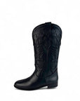 Stivali con ricami in pelle nero - Elettra SS25