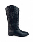 Stivali con ricami in pelle nero - Elettra SS25
