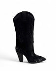 Texan high-heeled boot with black nubuck embroidery - Tennessee
