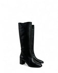 Stivale alto con tacco in pelle nero - Mary