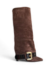 Stivale a punta in camoscio marrone cintura in cocco - Kaelis