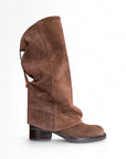 Stivale con piegone in camoscio marrone - Annaliza