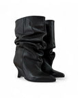Stivaletto con drappeggio in pelle nero - Lolita draped