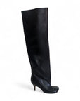 Black Leather Knee-High Boot with Square Heel - Mersia Evolution SQUARE
