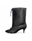 Stivaletto con tacco e lacci in pelle nero - Atene