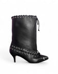 Stivaletto con tacco e lacci in pelle nero - Atene