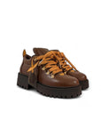 Sneakers in pelle marrone e cuoio con lacci - Mexico