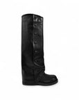 Anfibio con piegone in pelle nero - Harley buttons