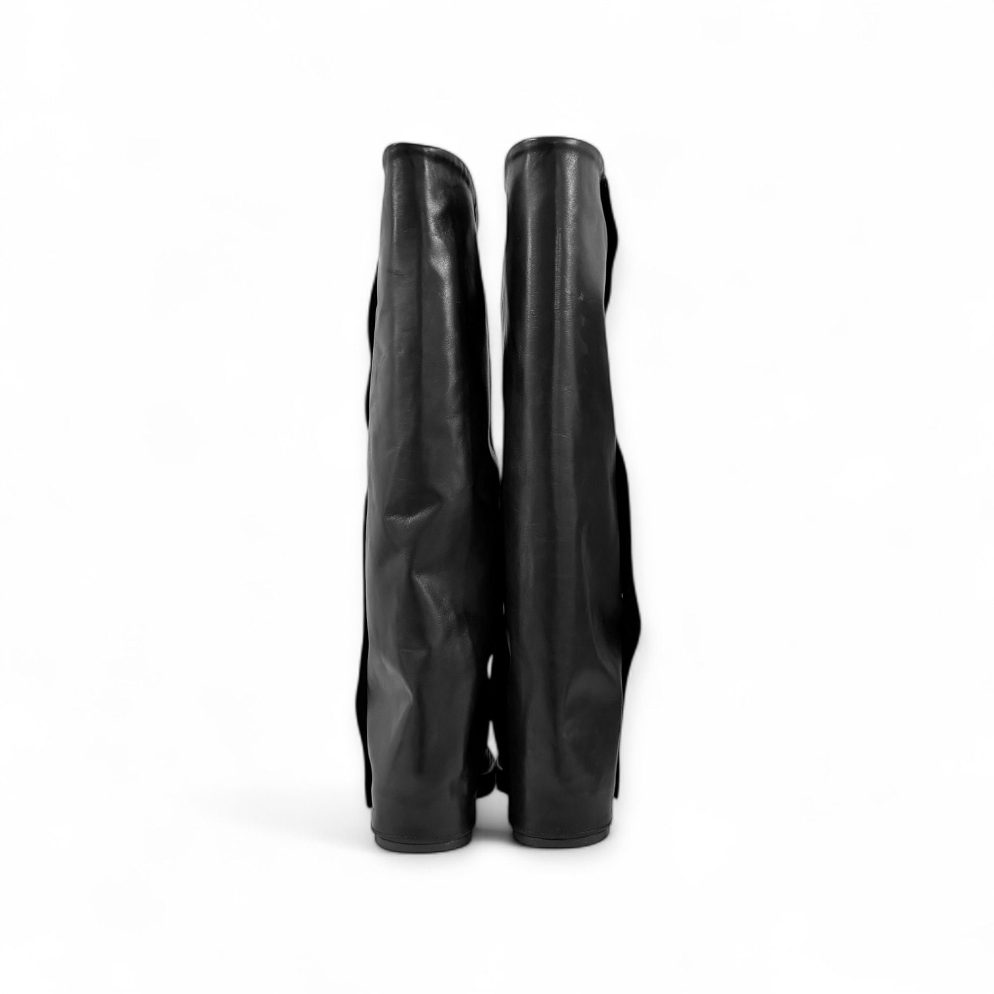 Anfibio con piegone in pelle nero - Harley buttons
