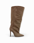Stivale alto con circonferenza ampia in camoscio taupe - MRS COPACABANA