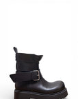 Black leather low amphibian with straps - Kessy Low