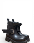 Black leather low amphibian with straps - Kessy Low