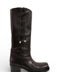 Stivale alto con punta quadrata in pelle nero - Melissa