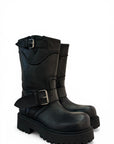 Anfibio con fibbie in pelle nero - Particular