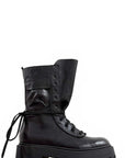 Amphibian boot with black leather and suede pocket - Maya