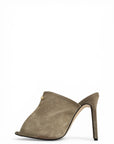 Peep-toe taupe suede clogs - Elizabeth