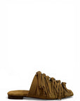 Suede and leather fringed slipper - Mina