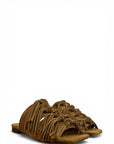 Suede and leather fringed slipper - Mina