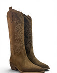 Texano alto in camoscio talpa - Sahara