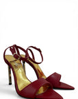 Sandalo a punta con tacco in pelle rosso - Francy