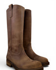 Stivale alto con bande laterali in nabuk taupe - Marty