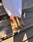 Sabot in raffia con dettaglio oro - Allis