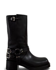 Anfibio con punta quadrata in pelle nero - Sheryl