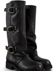Anfibio con fibbie in pelle nero - Raven