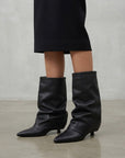 Stivale con piegone in pelle nero - Melissa
