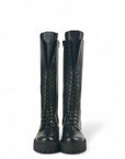 High amphibian boot with leather and suede laces - Selena