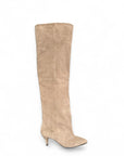 Stivale alto al ginocchio con tacco in camoscio taupe - Mersia Evolution PRE ORDER