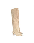 Stivale alto al ginocchio con tacco in camoscio taupe - Mersia Evolution New SS25