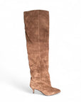 Stivale alto al ginocchio con tacco in camoscio marrone - Mersia Evolution PRE ORDER