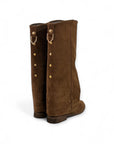 Stivale con punta rotonda e piegone in camoscio marrone - Aylin