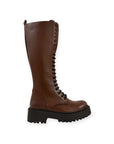 High amphibian boot with leather and suede laces - Selena