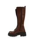 High amphibian boot with leather and suede laces - Selena