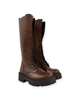 High amphibian boot with leather and suede laces - Selena