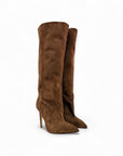 Stivale con tacco alto in camoscio marrone - MRS Copacabana