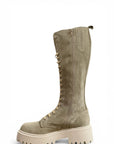 High amphibian boot with leather and suede laces - Selena