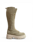 High amphibian boot with leather and suede laces - Selena