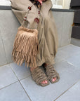 Suede fringed slipper - Mina