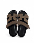 Ciabatta con strappo in pelle e camoscio - Kathleen