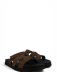 Ciabatta con strappo in pelle e camoscio - Kathleen