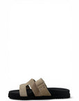 Ciabatta con strappo in pelle e camoscio - Kathleen