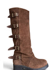 Bottines en cuir suédé marron à boucles - Prince