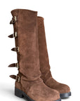 Bottines en cuir suédé marron à boucles - Prince