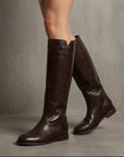 Leather boot with side slit - Sophie