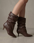 Stivaletto con piega in pelle marrone - Suele